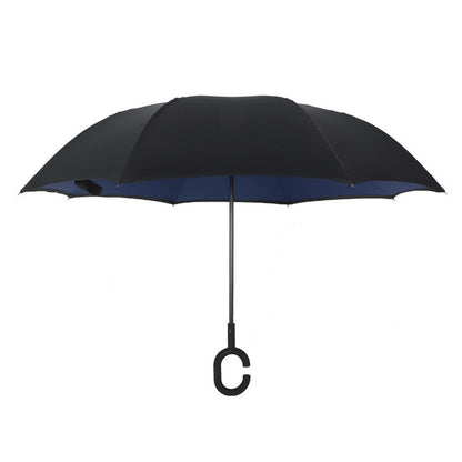 HUPSTL551 Custom Standing C-Shaped Double Long Handle Reverse Umbrella