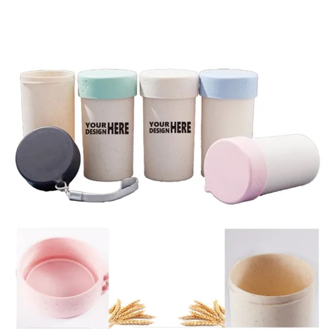 HUPSTL570Wheat Straw Water Bottle Portable Cup