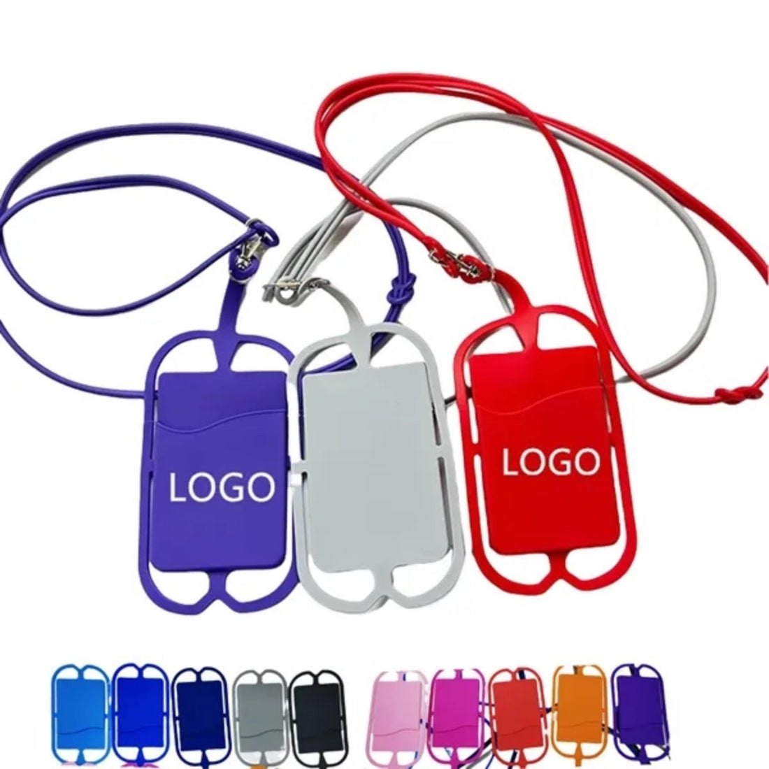 HUPSTL619Silicone ID Card Badge Holder with Lanyard Style Phone