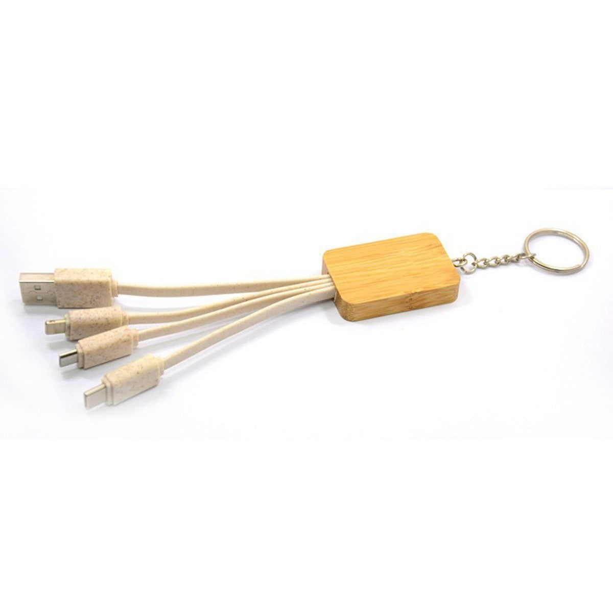 HUPSTL6373 In 1 Bamboo Phone Stand Charging Cable Keychain