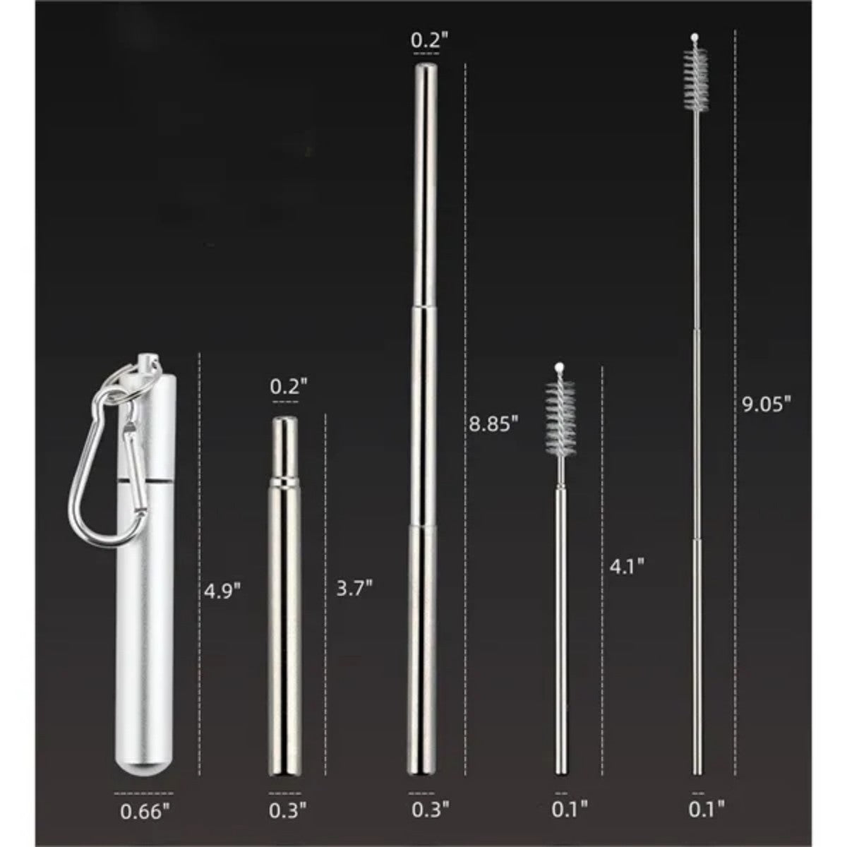 HUPSTL639Portable Foldable Stainless Steel Straw