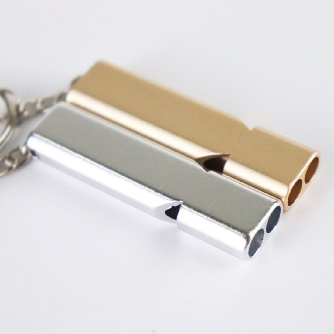 HUPSTL644Double-Tube Aluminum Emergency Whistle With Keychain