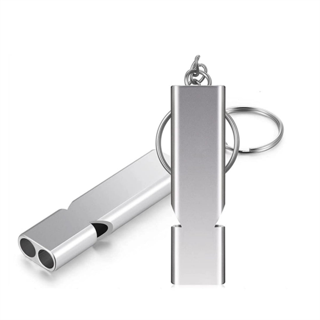 HUPSTL644Double-Tube Aluminum Emergency Whistle With Keychain