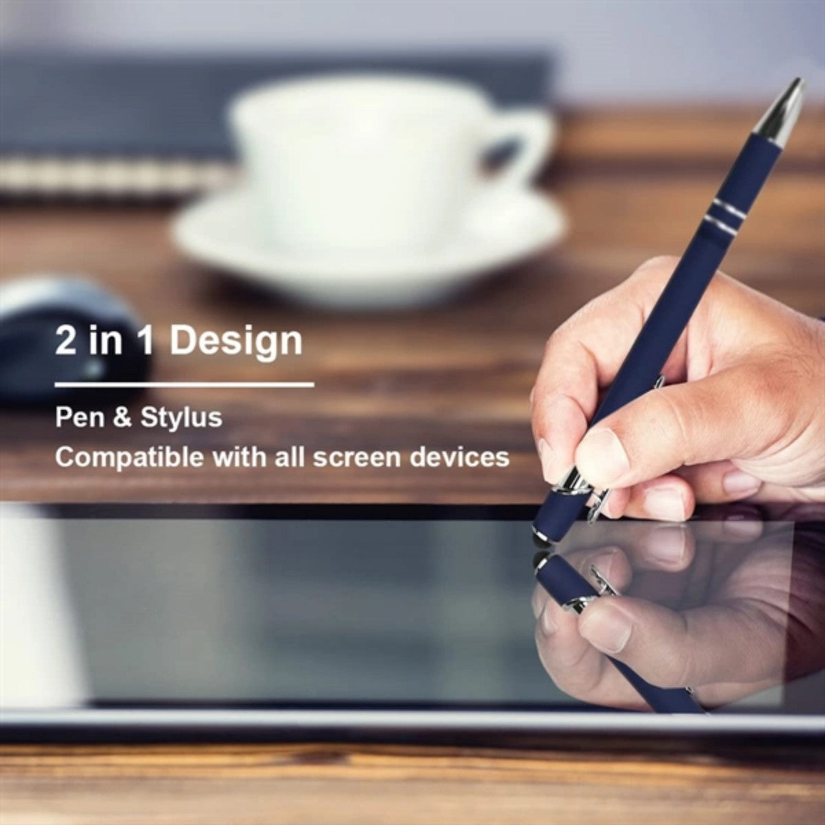 HUPSTL6682 In 1 Colorful Metal Ballpoint Pens With Stylus Tip