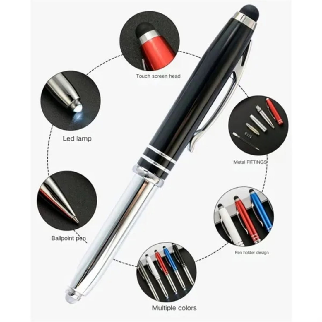 HUPSTL674Multi-Function Capacitive Pen With Led Flashlight