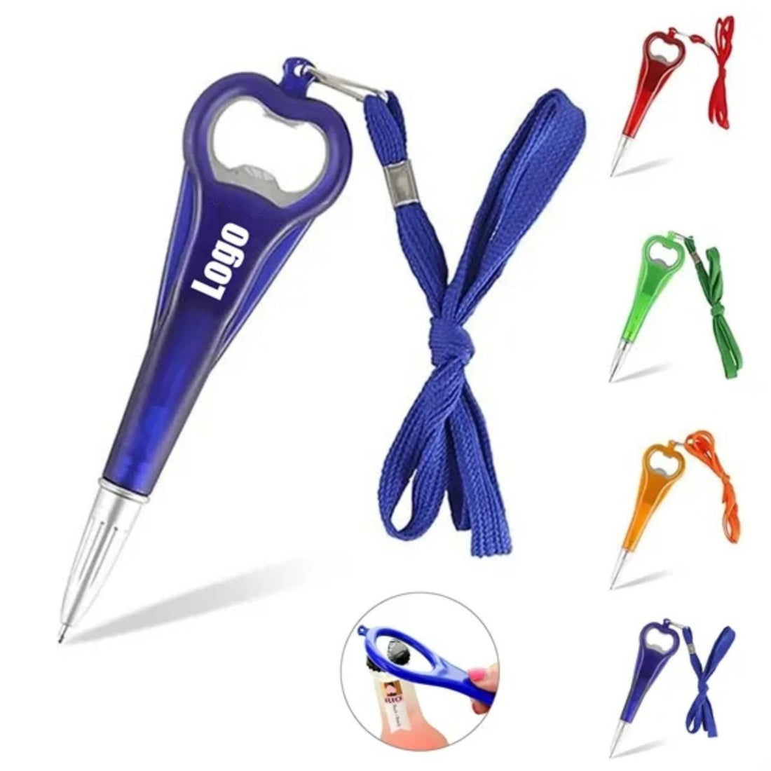 HUPSTL683Multifunction Bottle Opener Ballpoint Pen With Lanyard