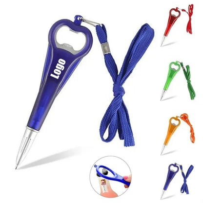 HUPSTL683Multifunction Bottle Opener Ballpoint Pen With Lanyard