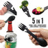 5 in 1 Camping Spoon Fork Bottle Opener Multifunctional Tool - black
