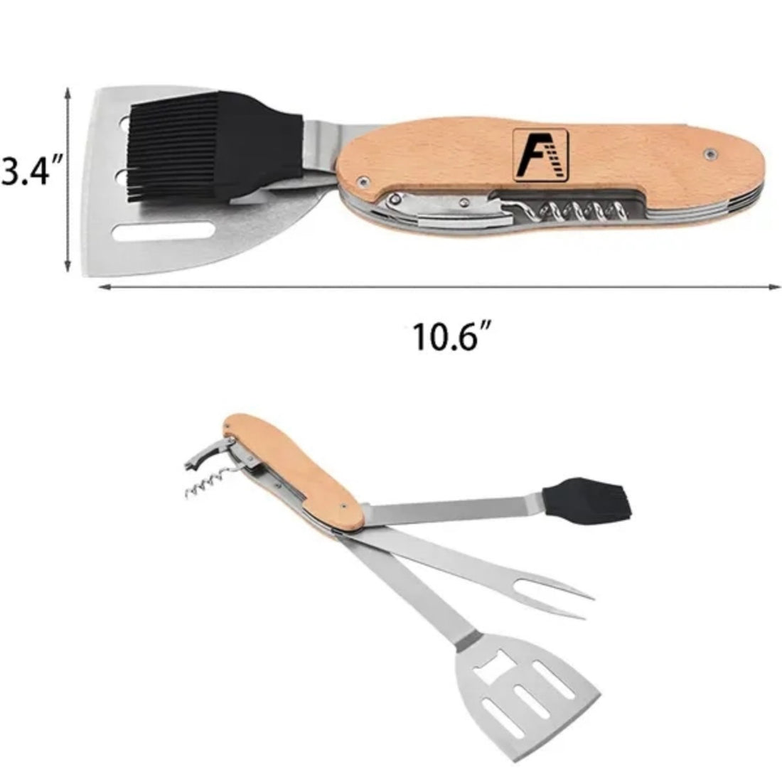 HUPSTL744 5 Piece BBQ Multi-Tool Spatula Fork Brush