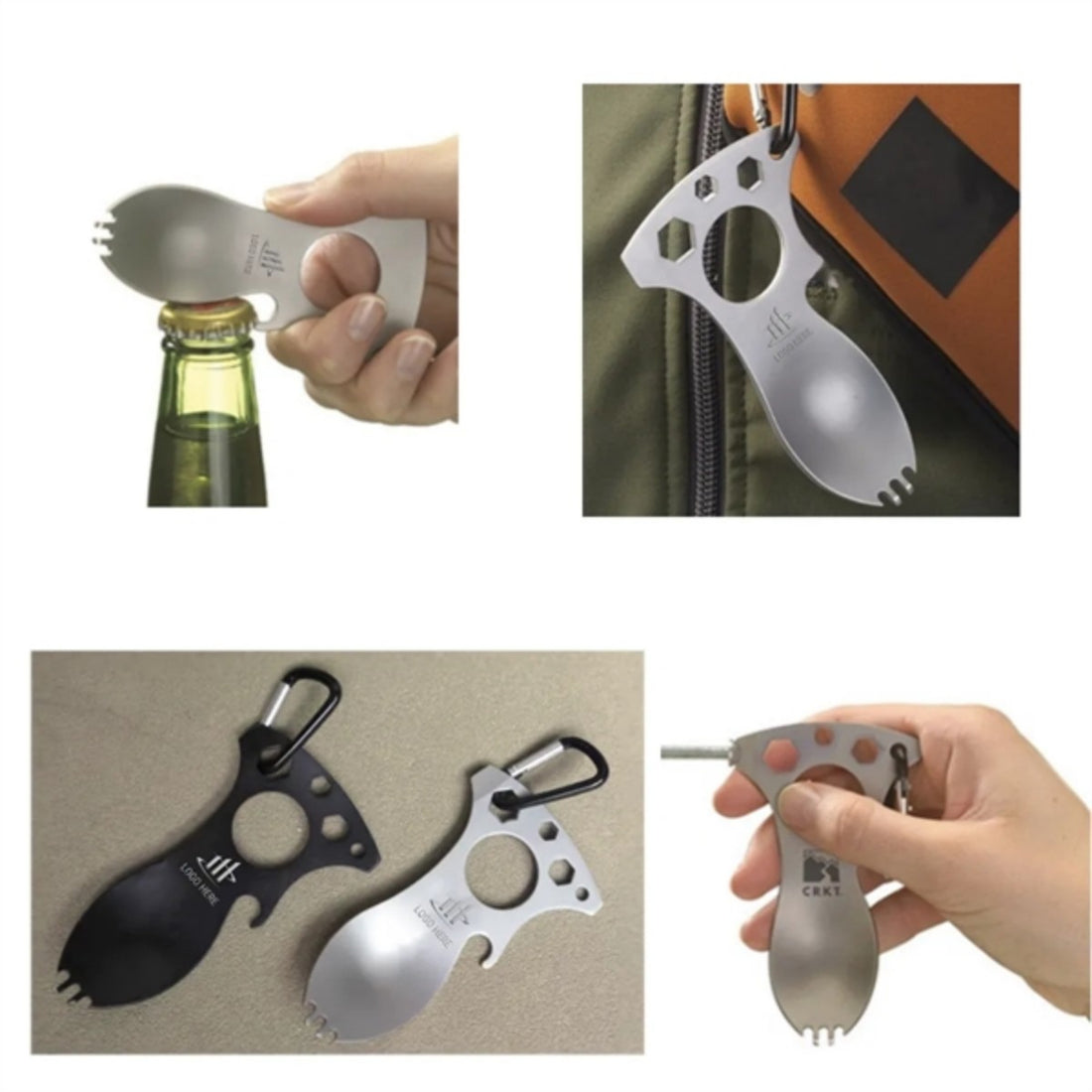 HUPSTL748 6 In 1 Multifunctional Spork Eating Tool With Carabiner