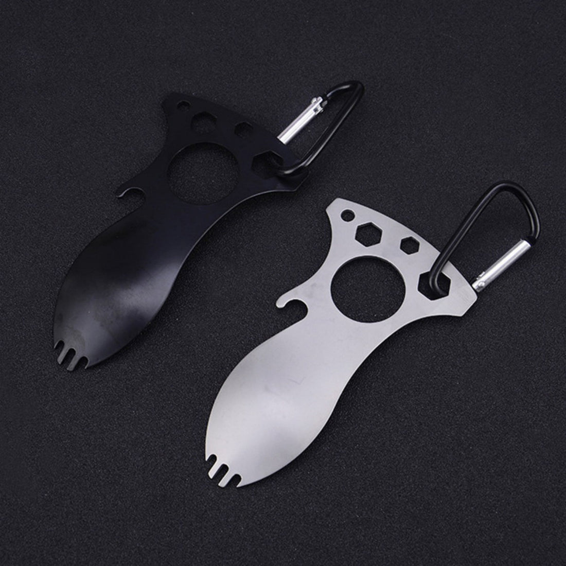 HUPSTL748 6 In 1 Multifunctional Spork Eating Tool With Carabiner