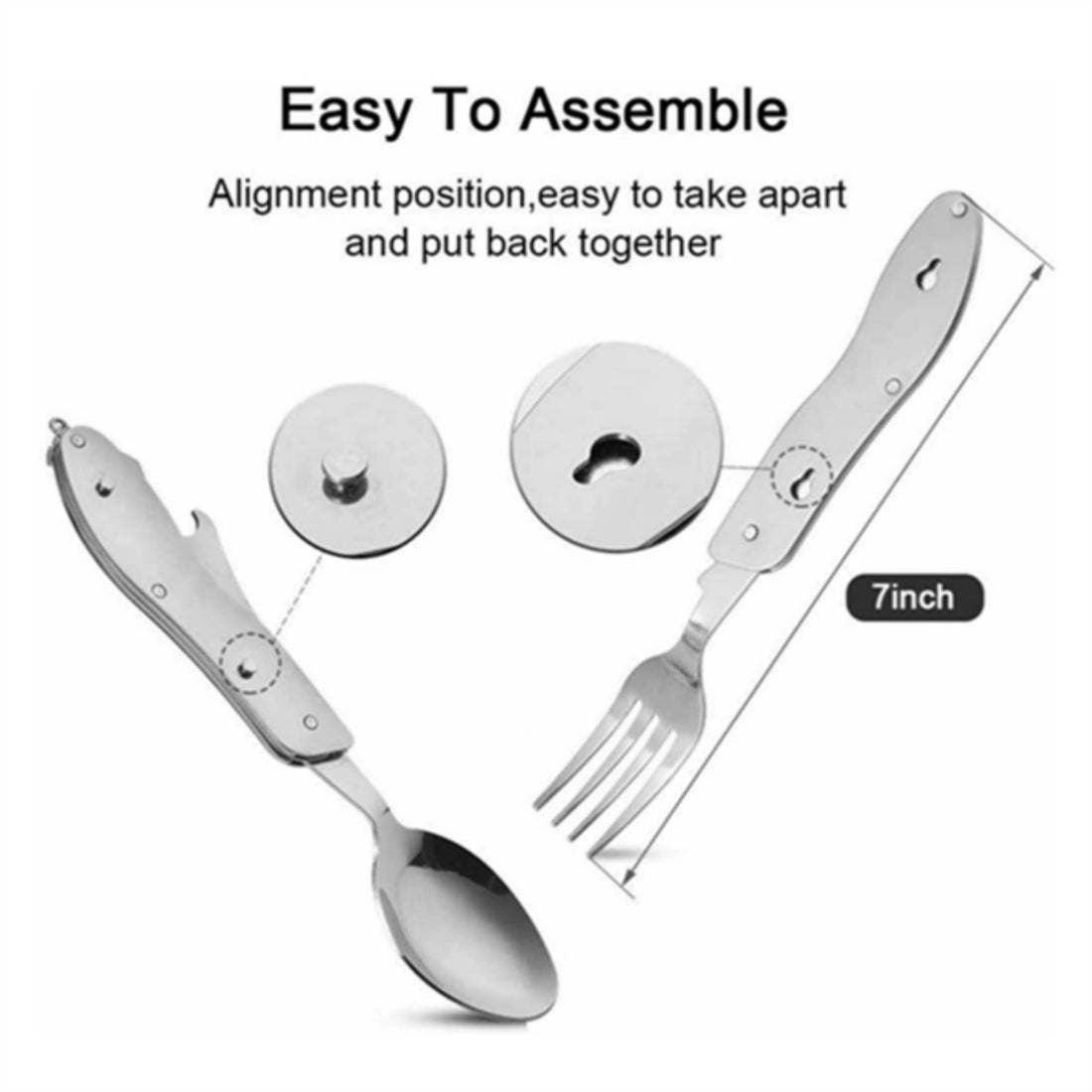 HUPSTL749 Multi-function stainless steel foldable fork spoon knife