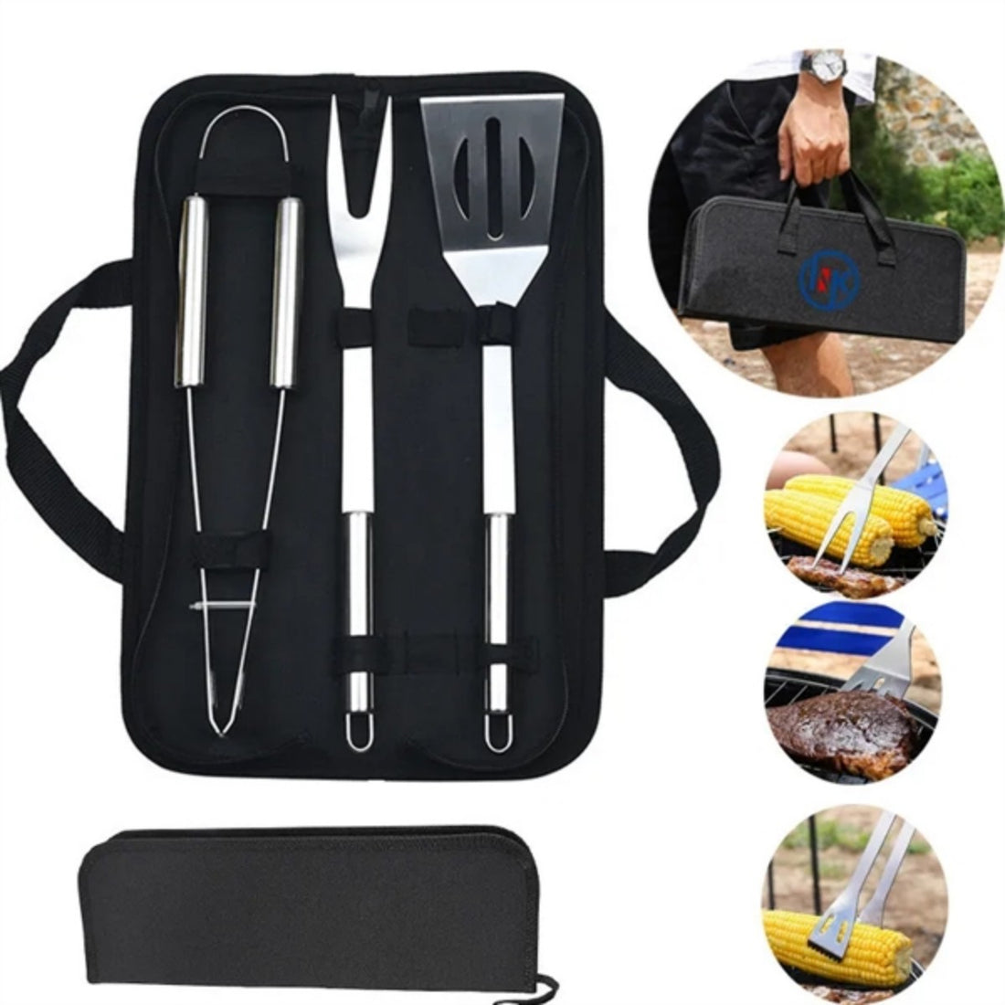 HUPSTL760 Customized Outdoor Spatula Fork Tongs 3-piece Grilling Gifts