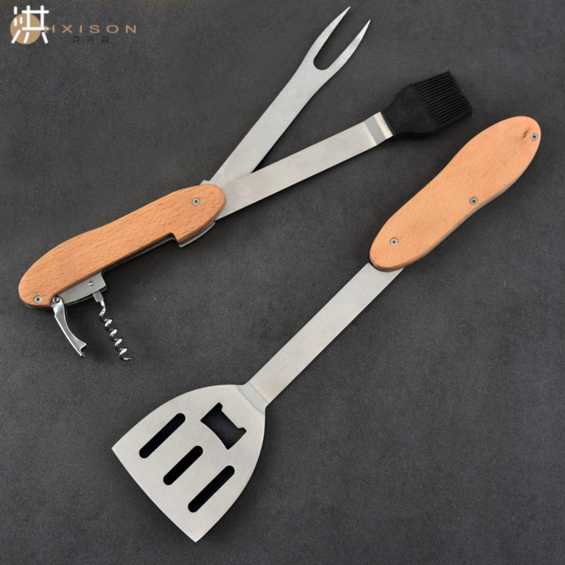 HUPSTL764 5 in 1 Folding BBQ Multi Tool Barbecue Grill Accessories