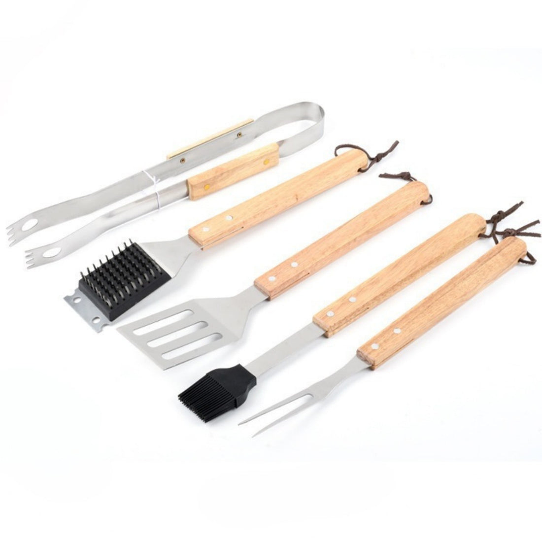 HUPSTL771 5 pcs Wood BBQ Tools Set With Bag