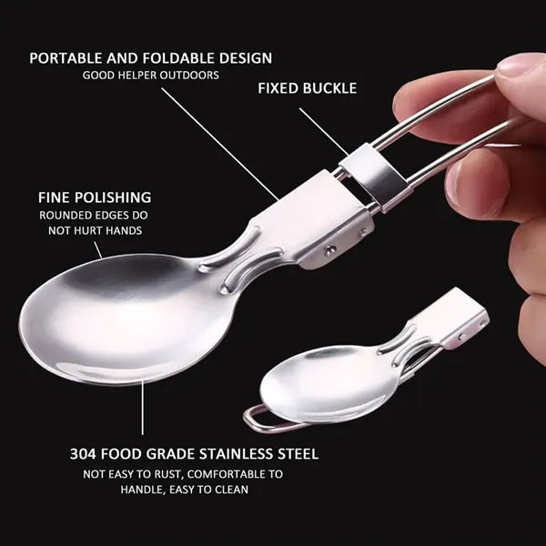 HUPSTL782 304 Stainless Steel Camping Folding Cutlery Set