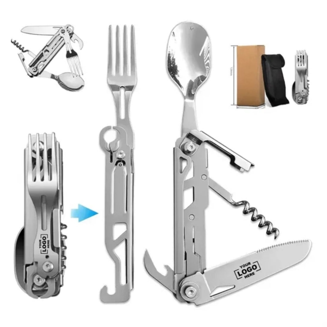HUPSTL790 Portable 5-in-1 Detachable Camping Utensils Flatware Set