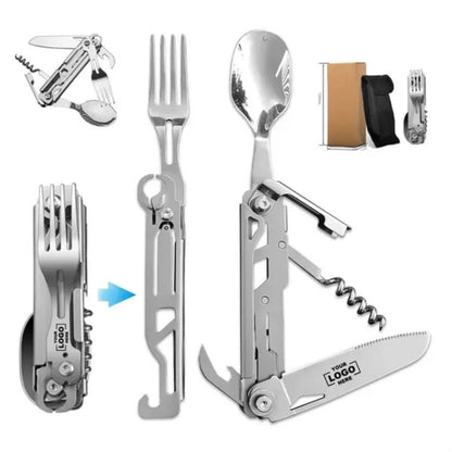 HUPSTL790 Portable 5-in-1 Detachable Camping Utensils Flatware Set