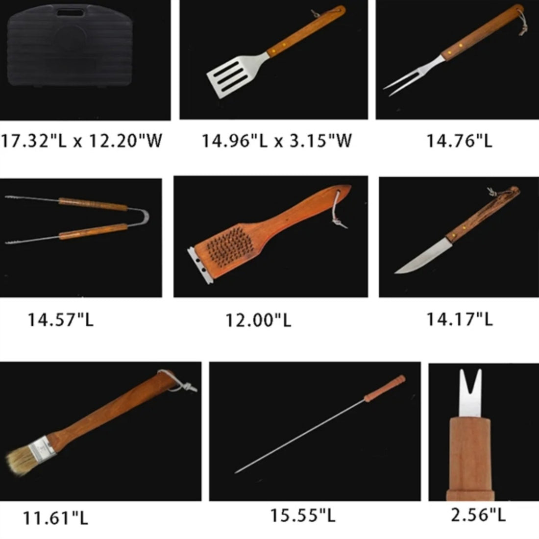 HUPSTL797 19 PCS Wooden Handle Barbecue Tools Set