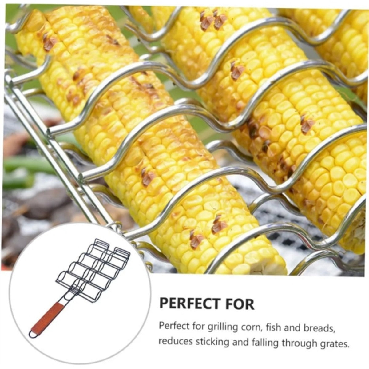 HUPSTL799 Grilled Corn Rack Kabob,Foldable Grill Barbecue Wire Frame