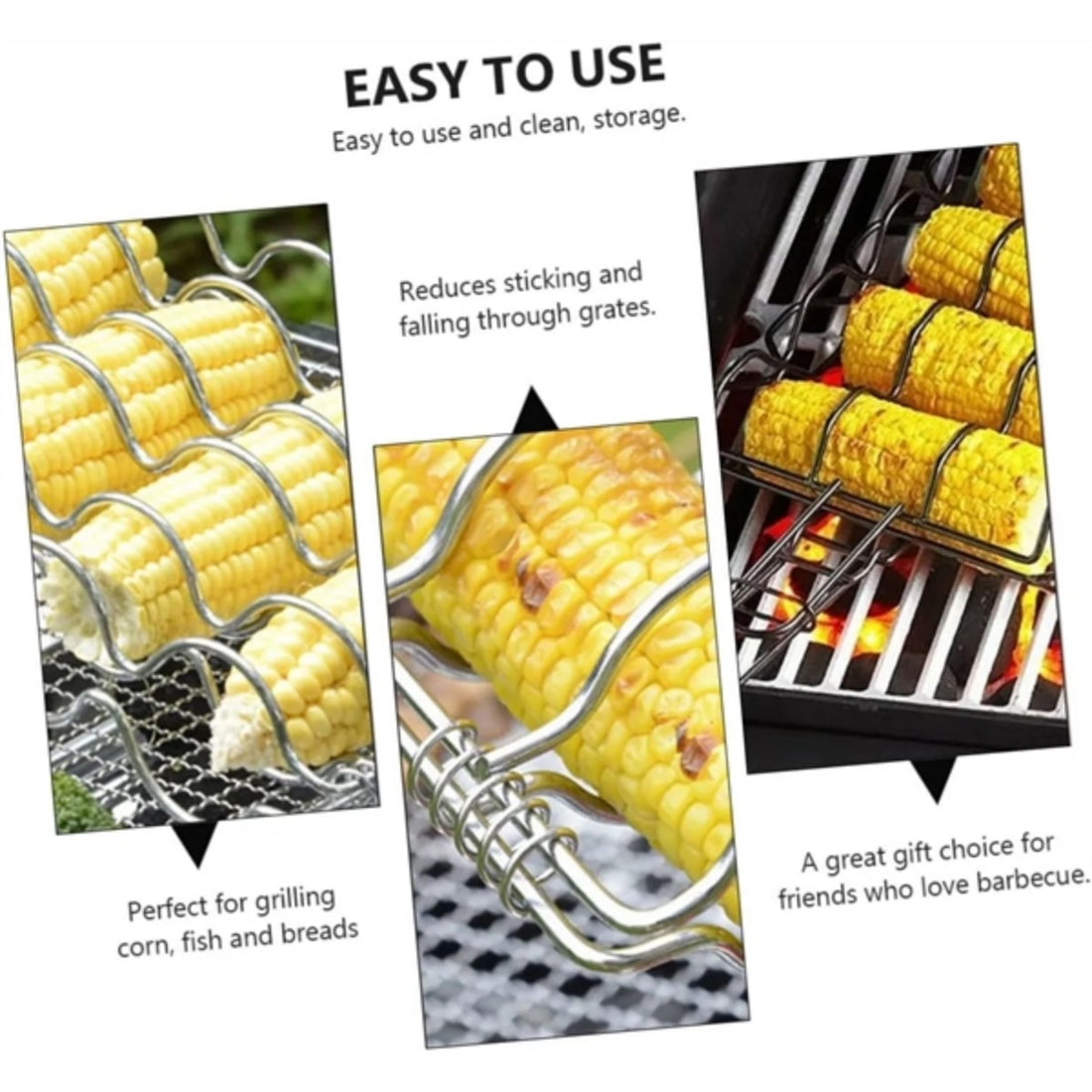 HUPSTL799 Grilled Corn Rack Kabob,Foldable Grill Barbecue Wire Frame