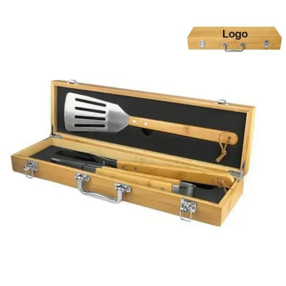 HUPSTL804 Bamboo BBQ Set with Case