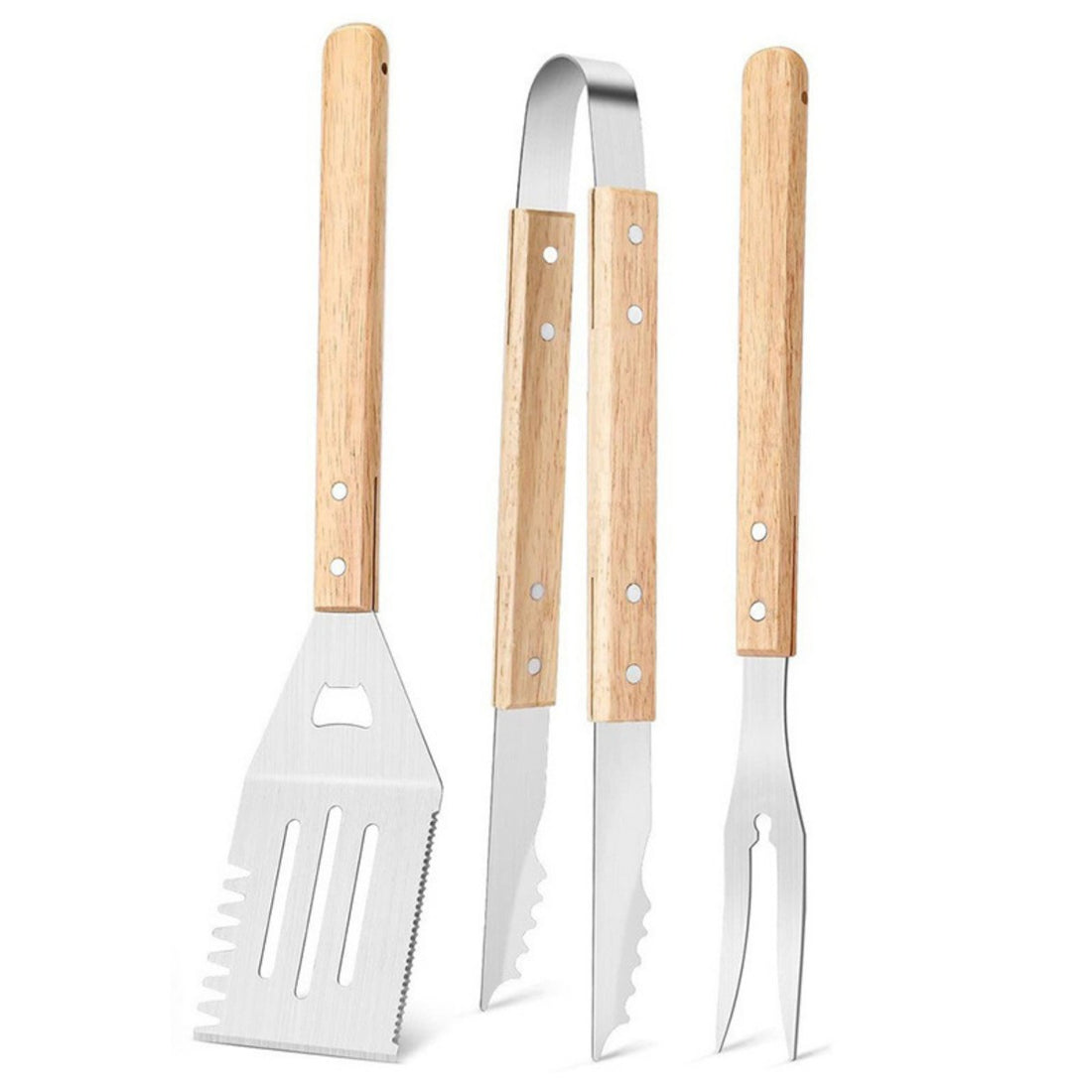 HUPSTL809 3-Piece Bamboo Grilling BBQ Set