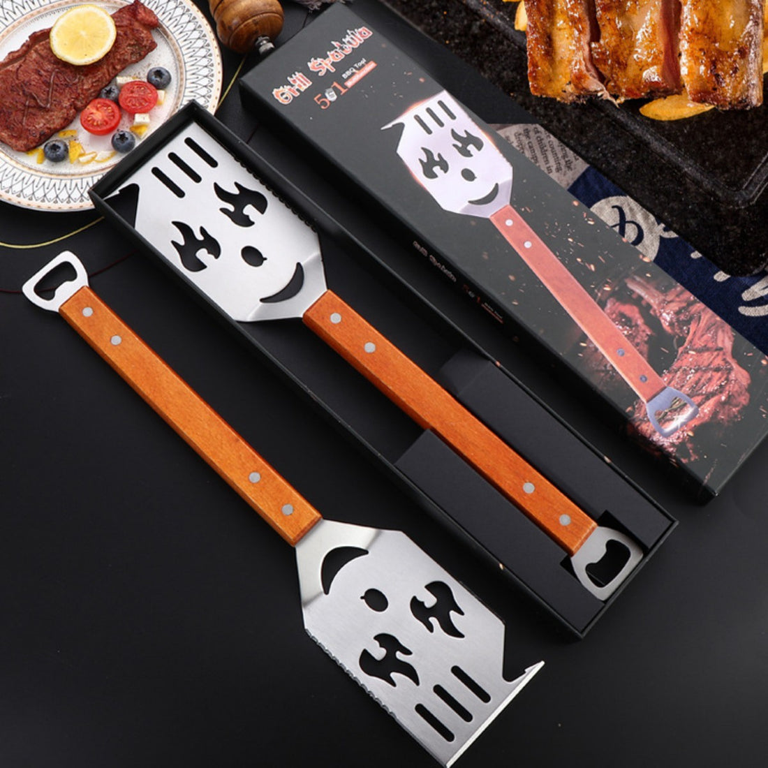 HUPSTL810 A versatile barbecue spatula tool for outdoor cooking