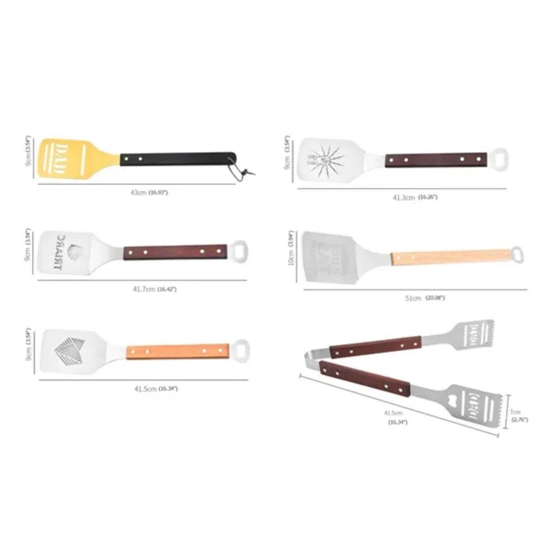 HUPSTL816 2-in-1 Steak Frying Spatula BBQ Grill Tongs &amp; Bottle Opener