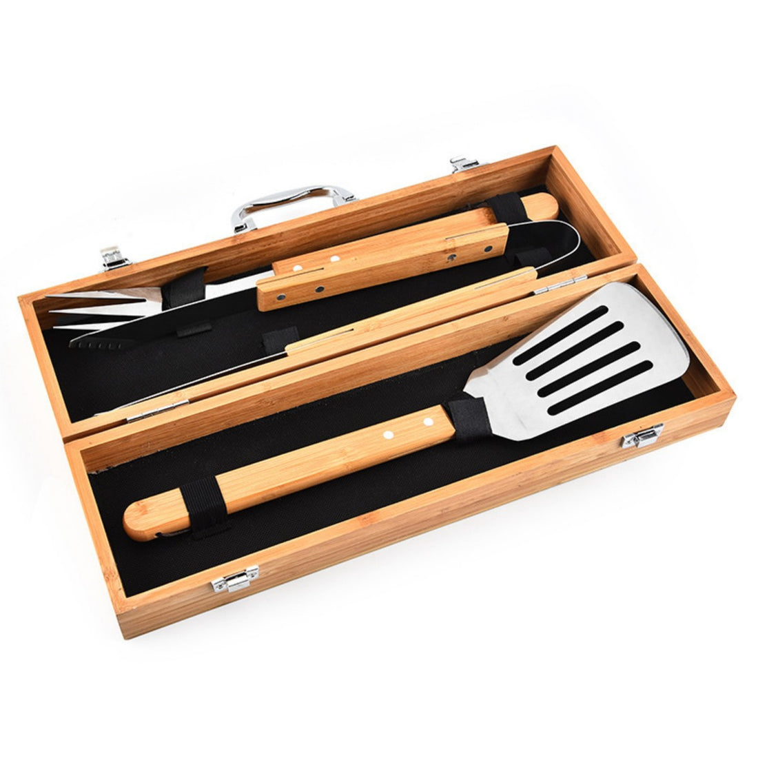 HUPSTL821 Bamboo BBQ Set with Case