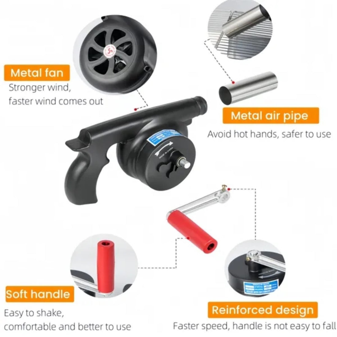 HUPSTL848 Outdoor Cooking BBQ Hand Crank Blowers