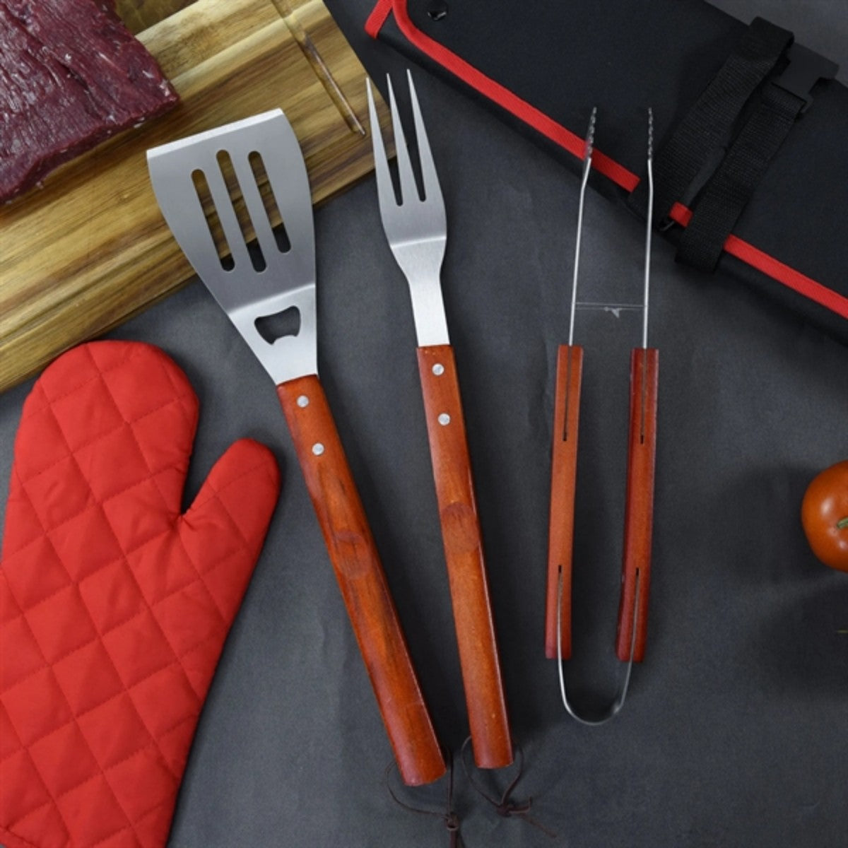 HUPSTL856 7-Piece BBQ Apron &amp; Tool Set