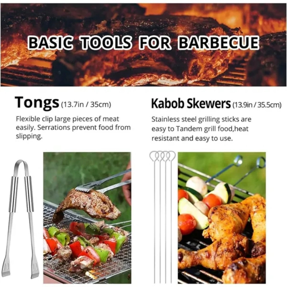 HUPSTL862 BBQ Utensil Set Stainless Steel Professional Barbecue