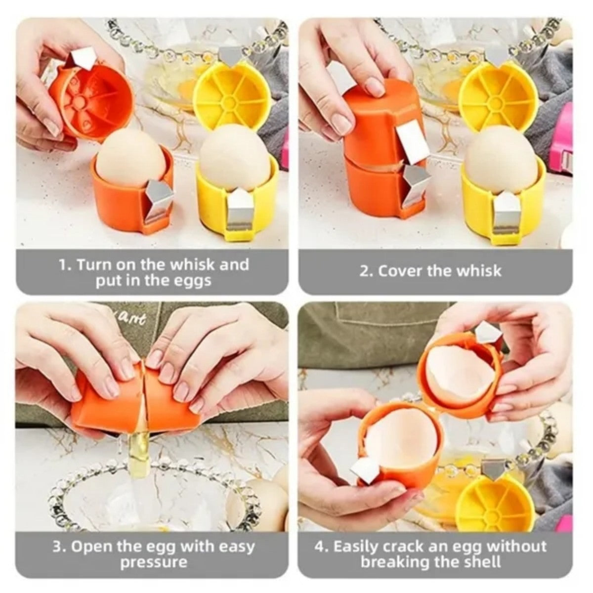 HUPSTL864 Stainless Steel Egg Cracker and Yolk Separator Tool