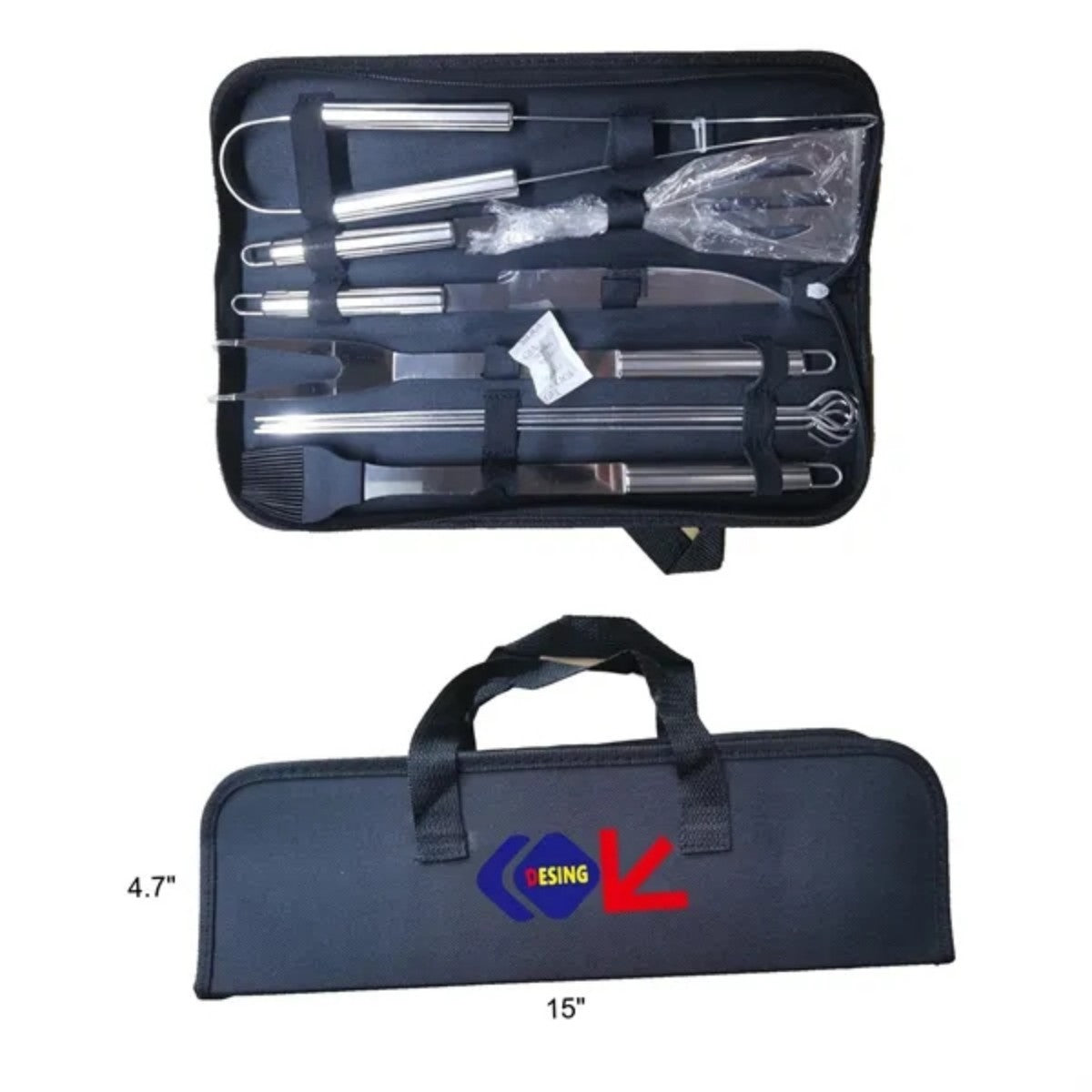 HUPSTL867 9 Piece Outdoor Stainless Steel BBQ Tool Set