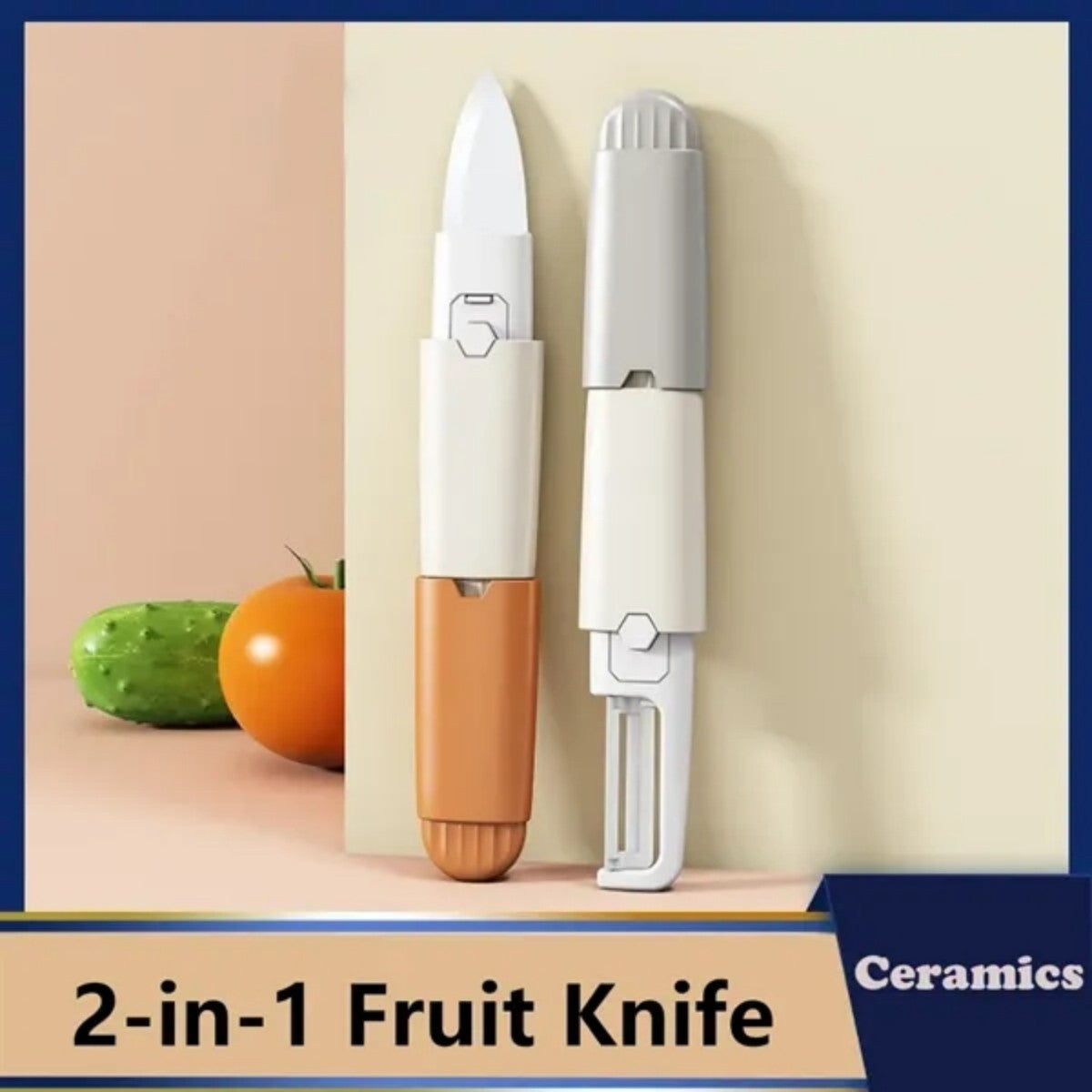 HUPSTL872 2-in-1 Portable Ceramic Fruit Knife Vegetable Peeler