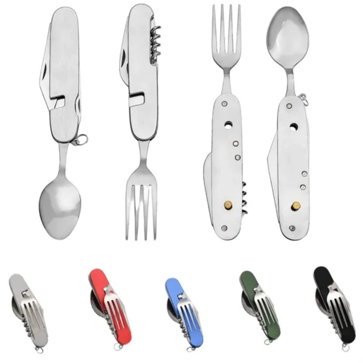 HUPSTL875 Stainless Steel Foldable Multifunctional Outdoor Utensil