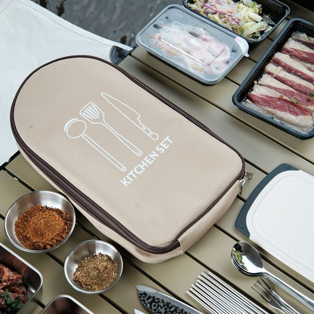 HUPSTL876 Outdoor Stainless Steel Cookware Set 14 1/8" x 8 7/8 " x 2"