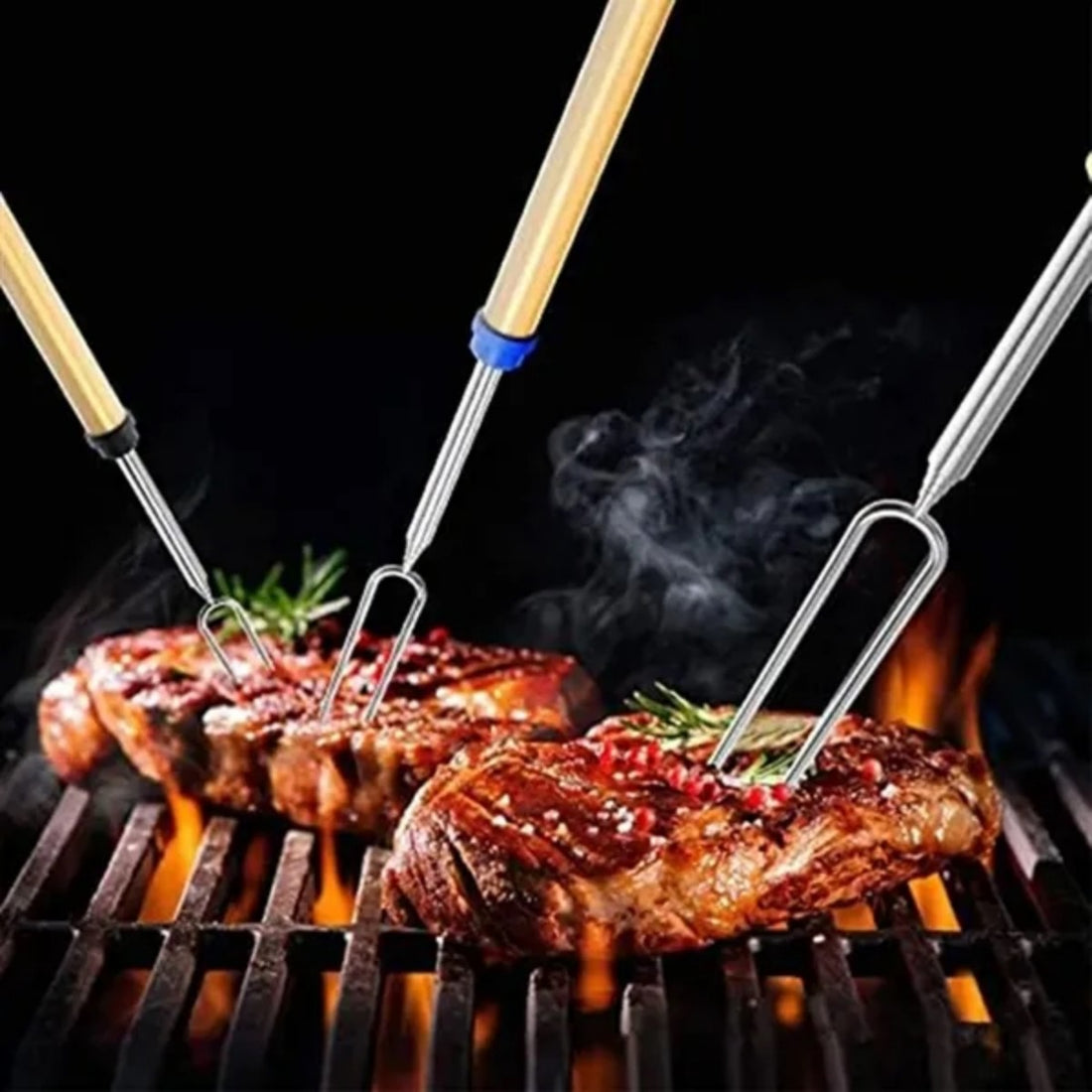 HUPSTL892 Outdoor stainless steel telescopic U-shaped barbecue fork