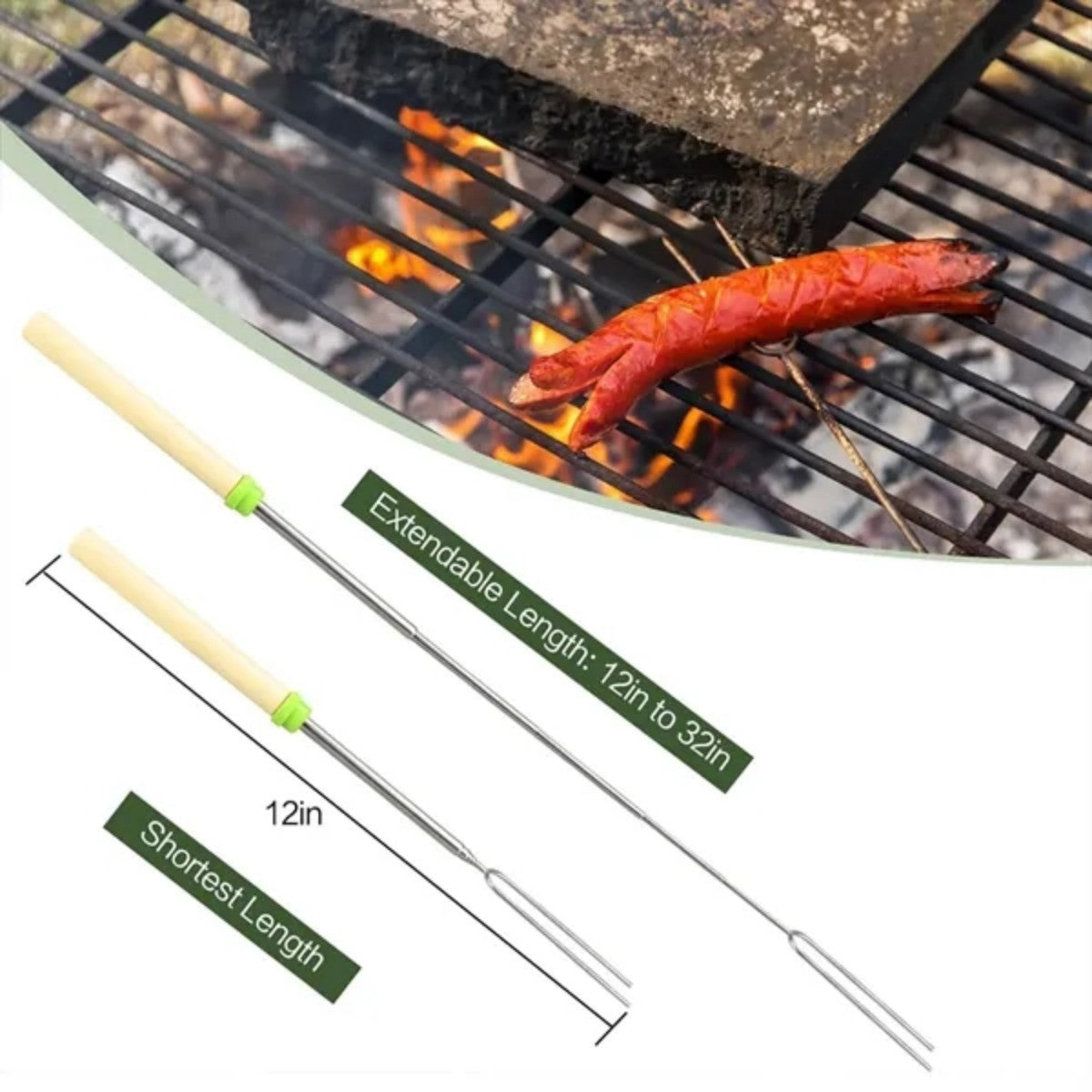 HUPSTL892 Outdoor stainless steel telescopic U-shaped barbecue fork