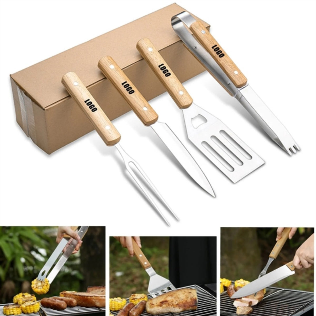 HUPSTL894 BBQ Spatula Fork Cooking Kit