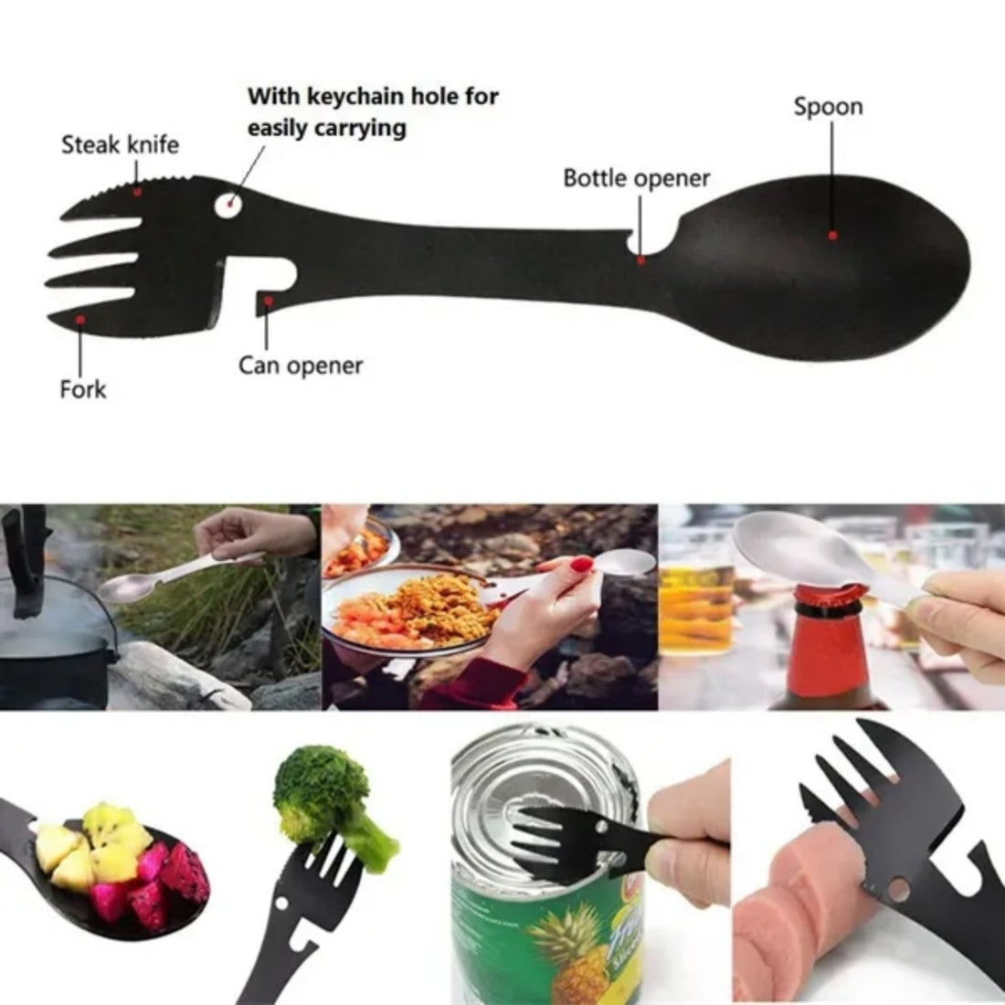 HUPSTL911 5-In-1 Multifunctional Picnic Tableware With Knife, Fork