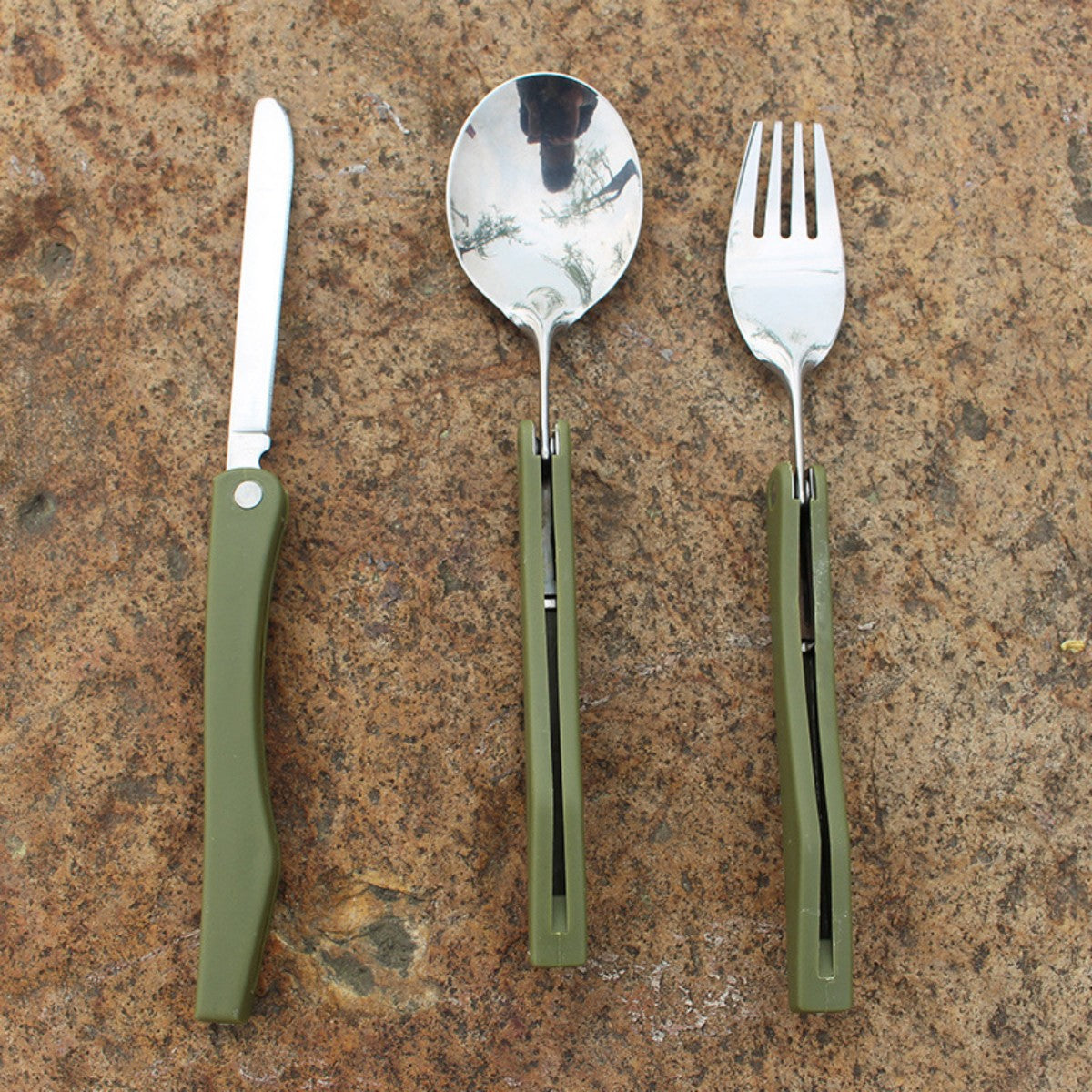 HUPSTL914 Portable Folding Camping Tool Set With Folk, Spoon, Knife