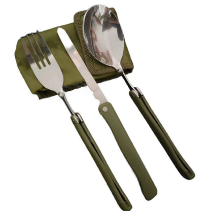 HUPSTL914 Portable Folding Camping Tool Set With Folk, Spoon, Knife
