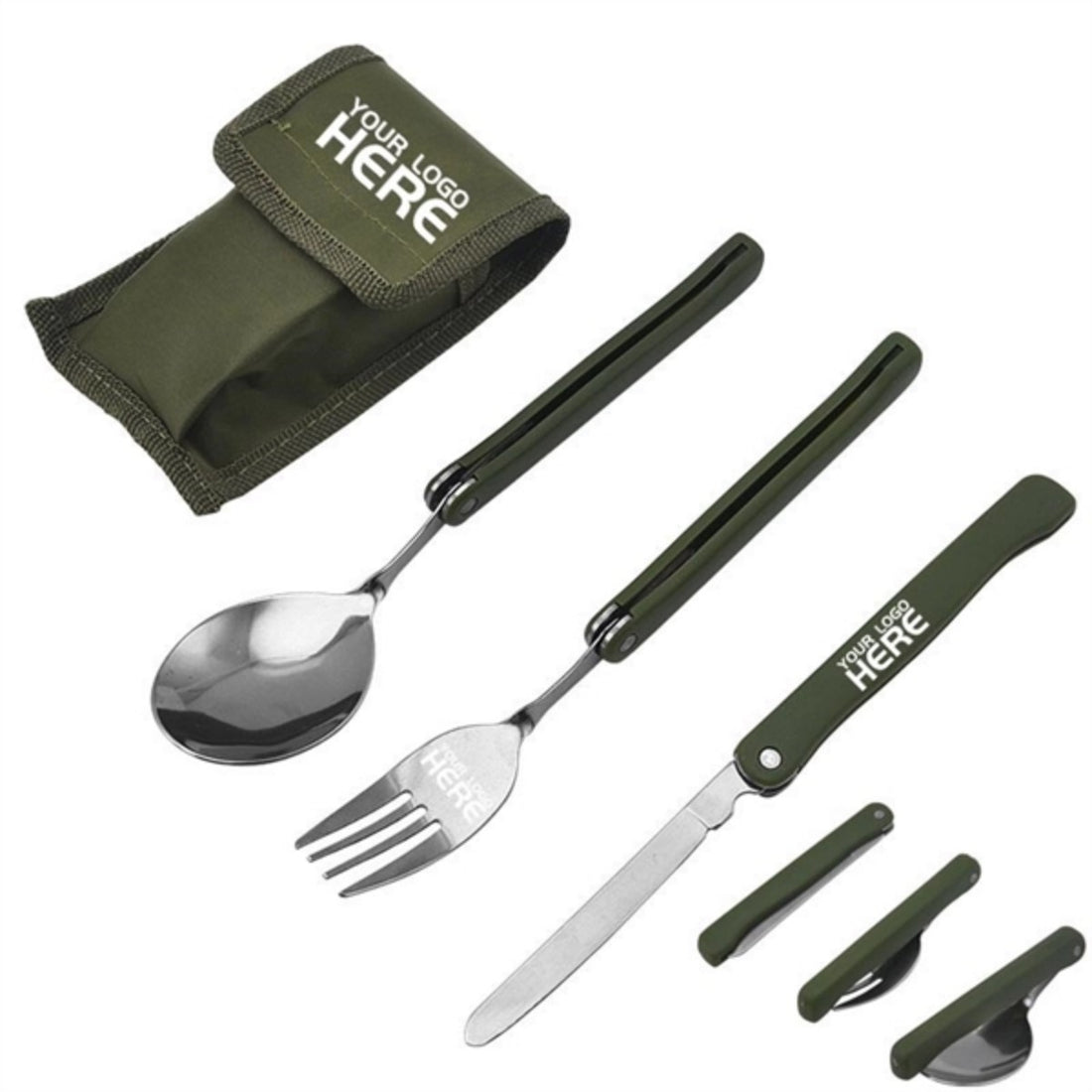 HUPSTL914 Portable Folding Camping Tool Set With Folk, Spoon, Knife