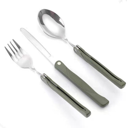 HUPSTL916 Portable Folding Camping Tool Set With Folk, Spoon, Knife