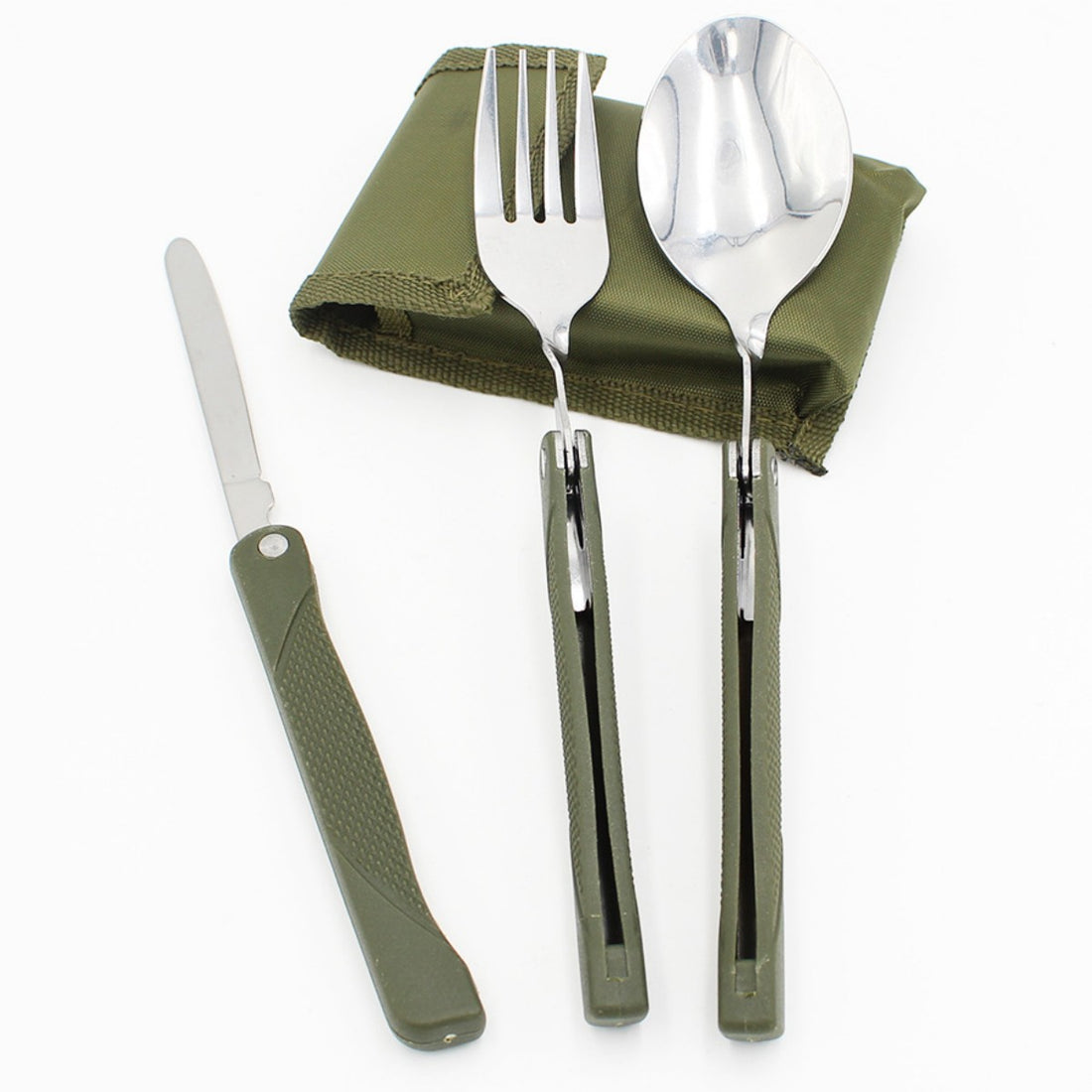 HUPSTL916 Portable Folding Camping Tool Set With Folk, Spoon, Knife