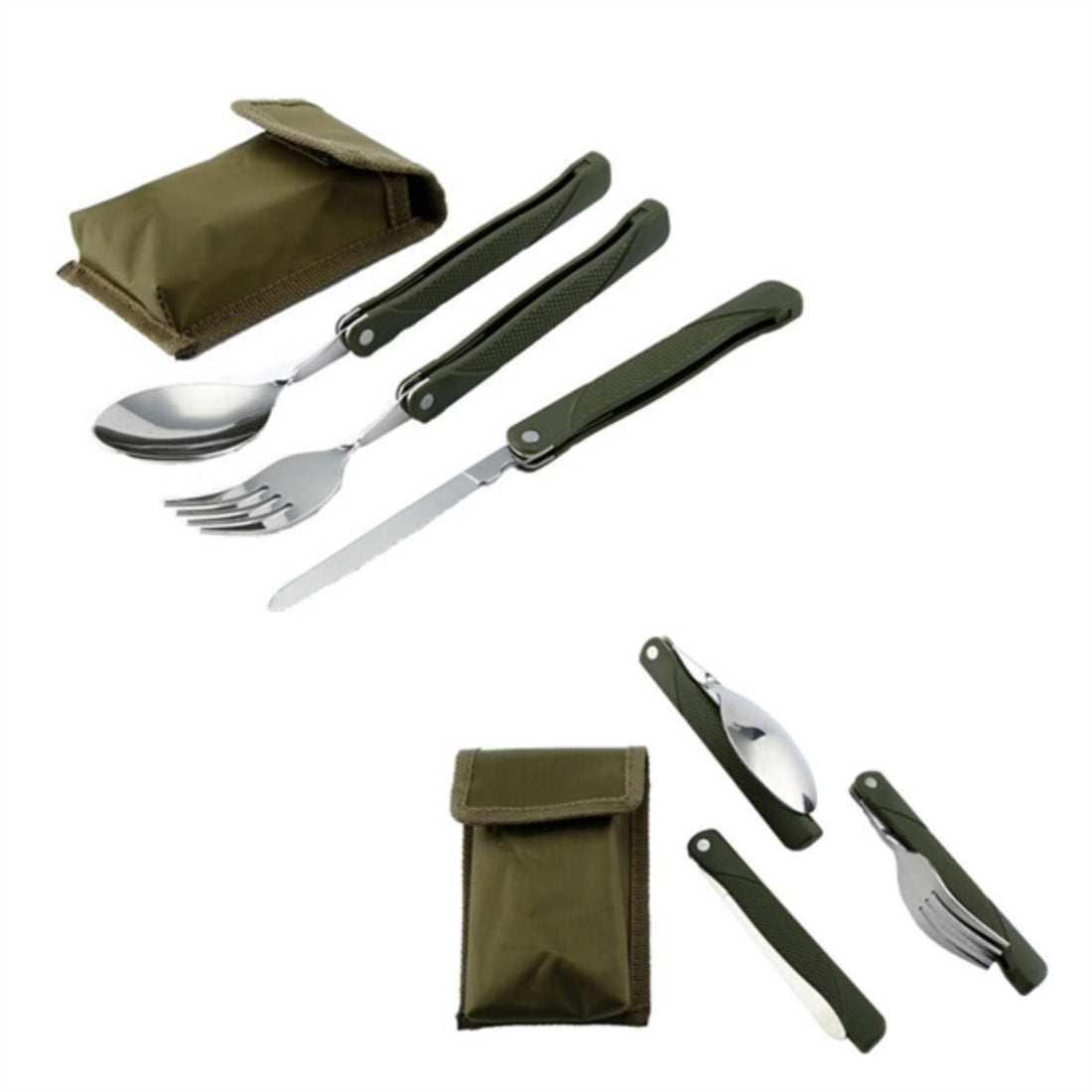 HUPSTL916 Portable Folding Camping Tool Set With Folk, Spoon, Knife