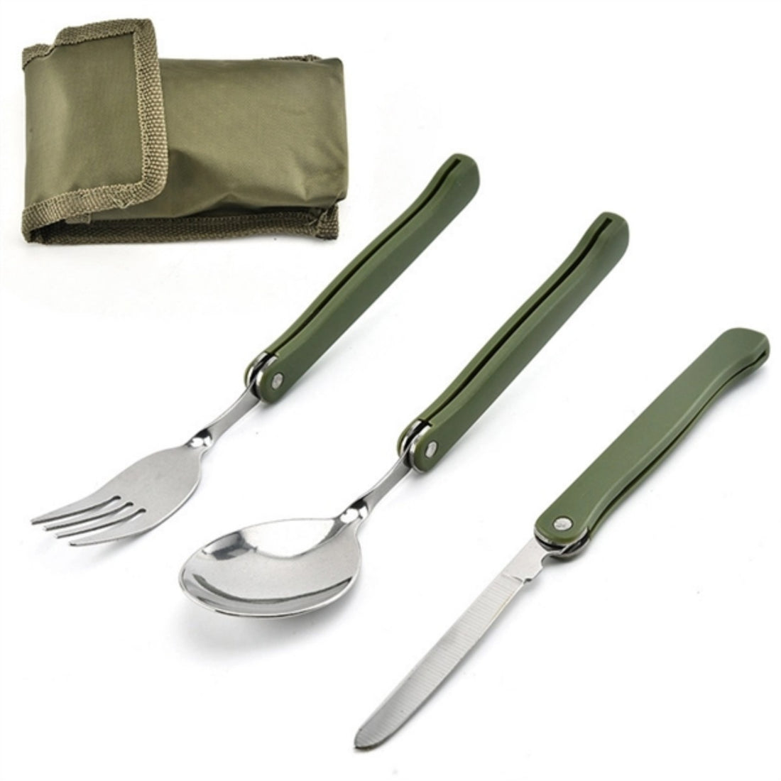 HUPSTL917 Portable Folding Camping Tool Set With Folk, Spoon, Knife