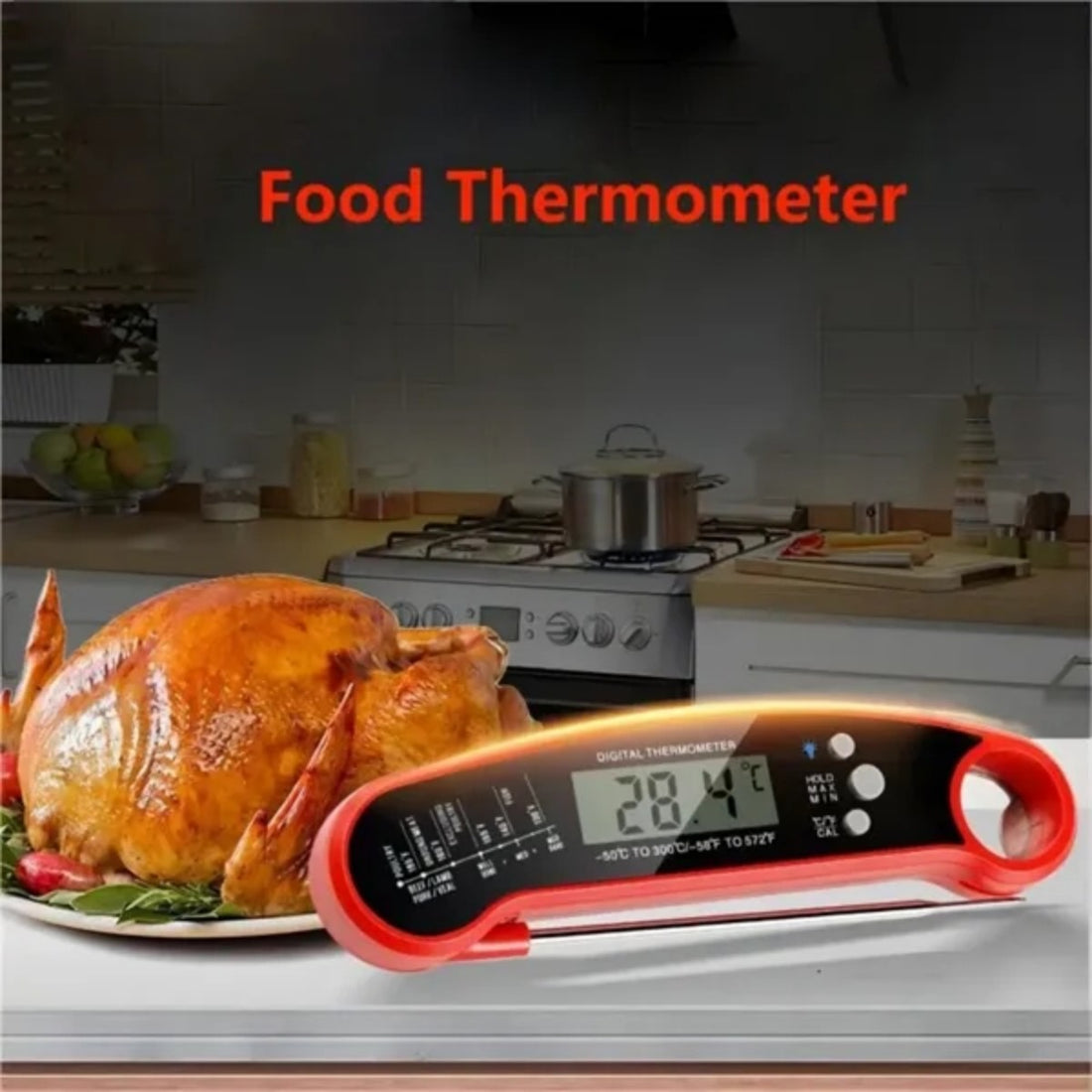 HUPSTL928 Foldable Waterproof Digital Instant Read Meat Thermometer